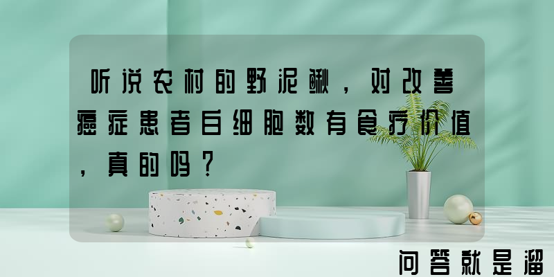 听说农村的野泥鳅，对改善癌症患者白细胞数有食疗价值，真的吗？